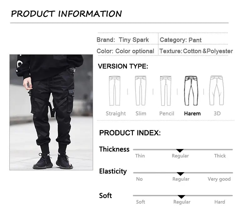 2025 Hip Hop Cargo Pants Pockets Men Streetwear Harajuku Joggers Pants HipHop Swag Ribbion Harem Pants Fashion Casual Trousers