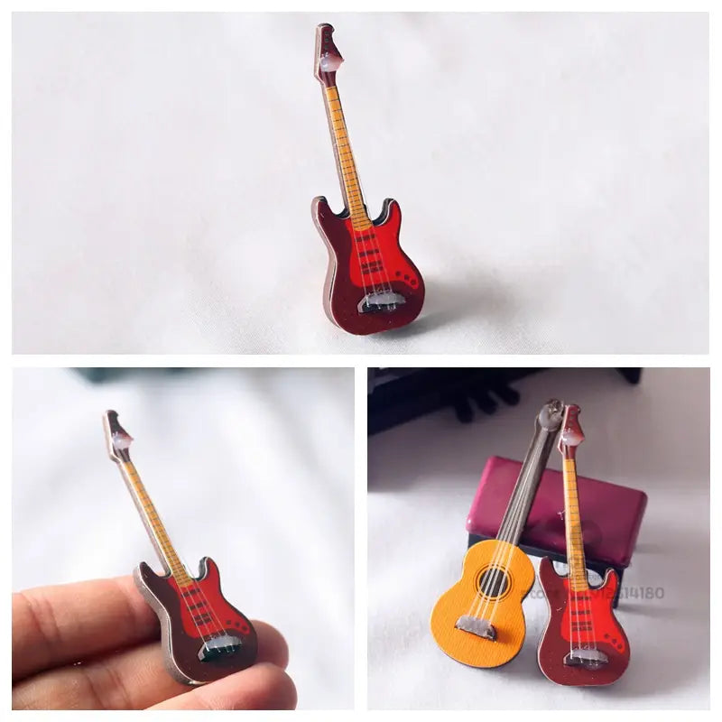 Mini Miniature Musical Instruments Piano Drum Violin Guitar Cello Sax Erhu Fiddle Figurine House Decor Model Landscape Accessory