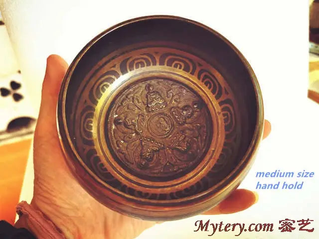 Yoga Healing Meditation Musical Instruments Tibetan Singing Bowl Five Buddhas Brass 10cm 14cm 17cm