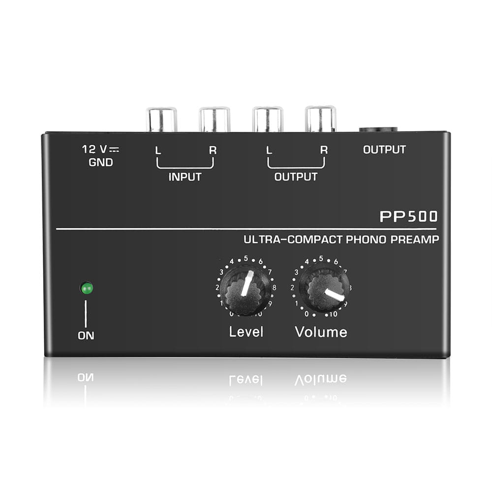 Phono Preamp pre Amp Preamplifier with Level Volume Control RCA Input Output 1/4’’ TRS Output Interfaces for LP Vinyl Turntable
