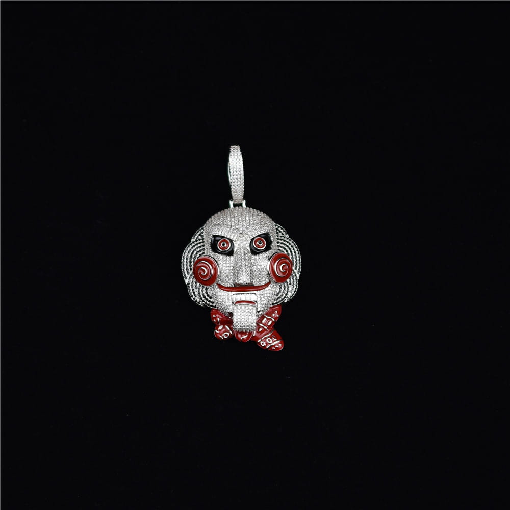 Hip Hop Statement Chunky Iced Out Bling Chain Clown Necklaces & Pendants Saw Billy Chain Necklace Jewelry