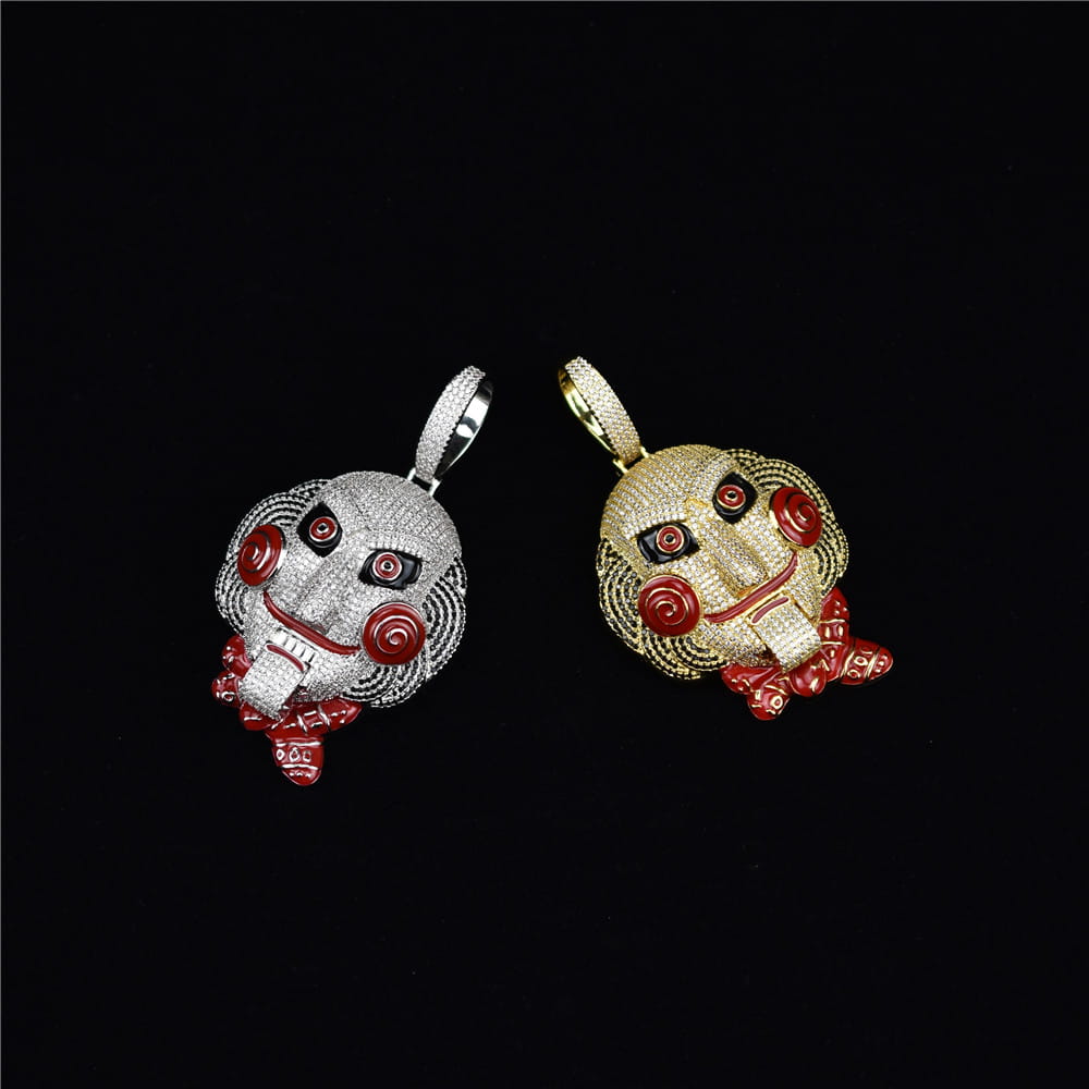 Hip Hop Statement Chunky Iced Out Bling Chain Clown Necklaces & Pendants Saw Billy Chain Necklace Jewelry
