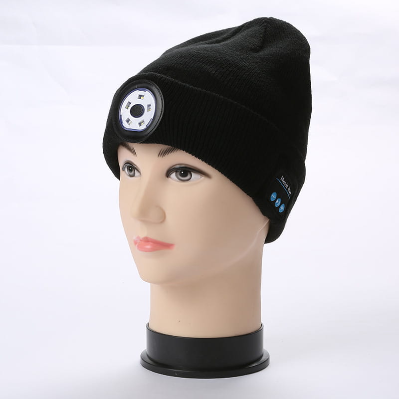 Warm Beanie Bluetooth 5.0 LED Hat Wireless Stereo Headset Music Player with MIC for Handsfree Support Dimming Rechargeable