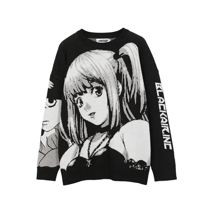 FGKKS Mens Hip Hop Streetwear Harajuku Sweater Vintage Japanese Style Anime Girl Knitted 2022 Cotton Pullover Sweaters Male