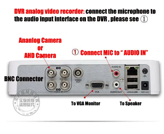 Surveillance Cameras Audio Pickups CCTV Mic Sound Collection Equipment Video Recorder Microphones RCA Power In/Out