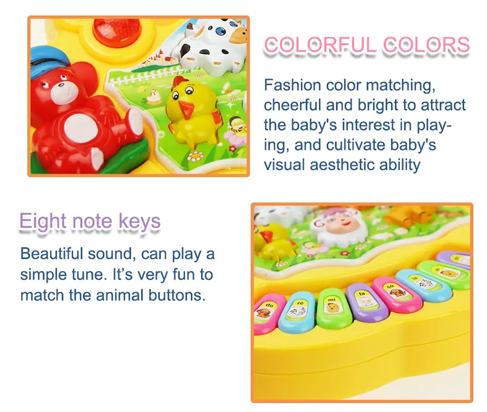 Baby Musical Toy with Animal Sound Kids Piano Keyboard Electric Flashing Music Instrument Early Educational Toys for Children