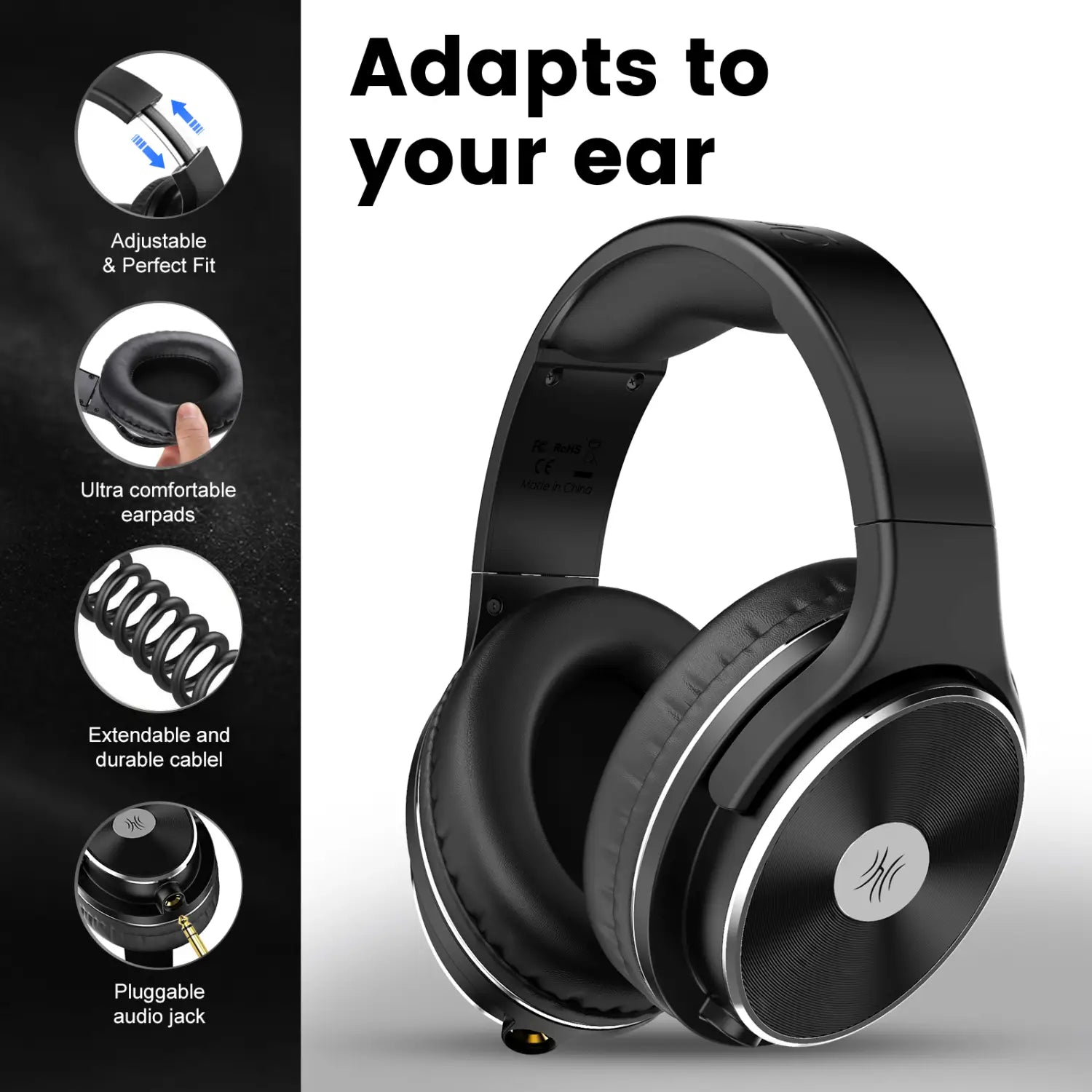 Oneodio Studio HI-FI Headphones High-Resolution Sound Deep Bass Wired Headset with 50mm Neodymium Drivers Ideal for Music Create