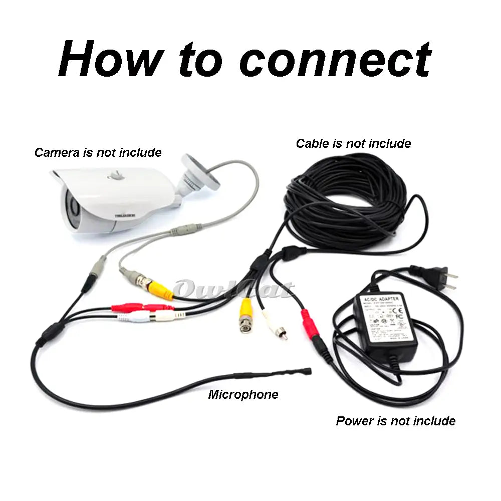 Surveillance Cameras Audio Pickups CCTV Mic Sound Collection Equipment Video Recorder Microphones RCA Power In/Out