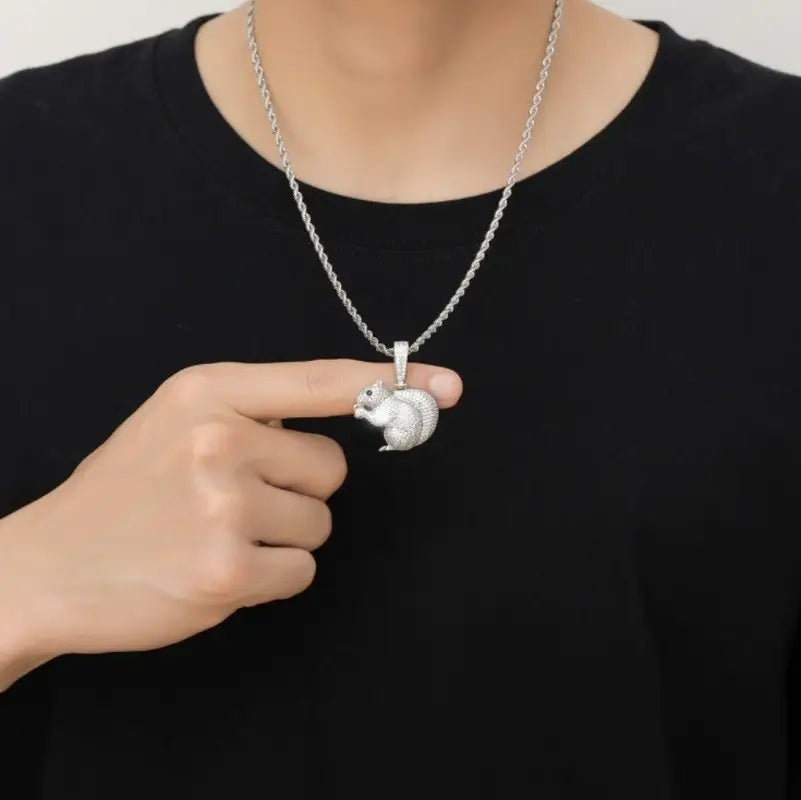 Hip Hop Cute Little Squirrel Pendant Small Animal Personality Trendy Hip Hop Jewelry Men and Women Accessories
