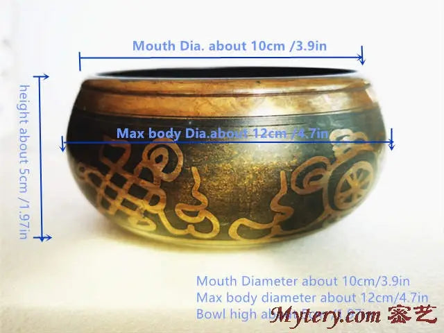 Yoga Healing Meditation Musical Instruments Tibetan Singing Bowl Five Buddhas Brass 10cm 14cm 17cm