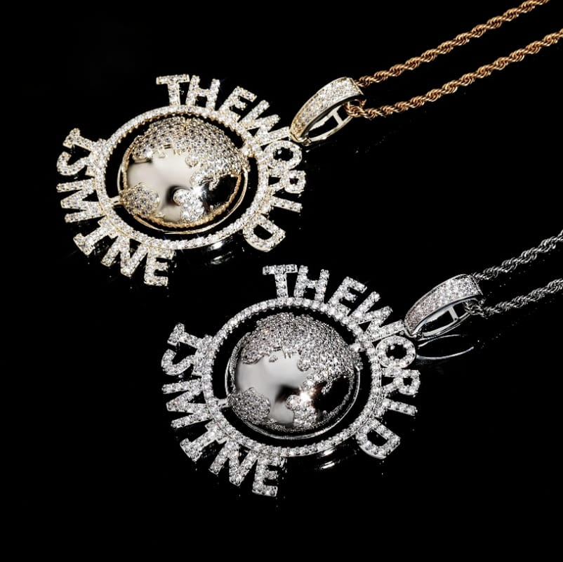 Hip Hop Letter World Globe Pendant Is My Necklace and Tennis Chain Fashion Men’s Halloween Accessories
