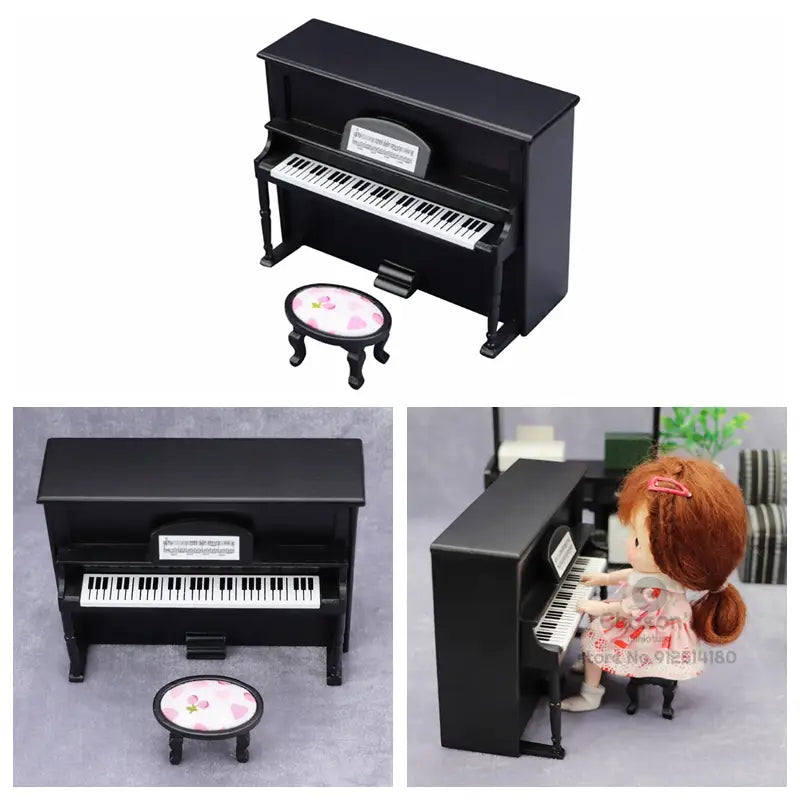 Mini Miniature Musical Instruments Piano Drum Violin Guitar Cello Sax Erhu Fiddle Figurine House Decor Model Landscape Accessory