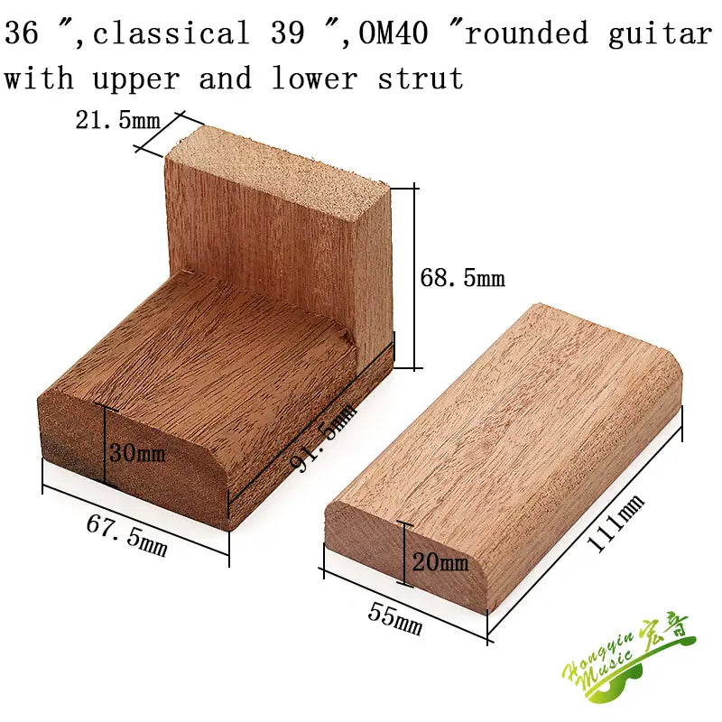 The upper and lower pillars of classical folk guitar support wood and the upper and lower ends of wood auxiliary wood material s