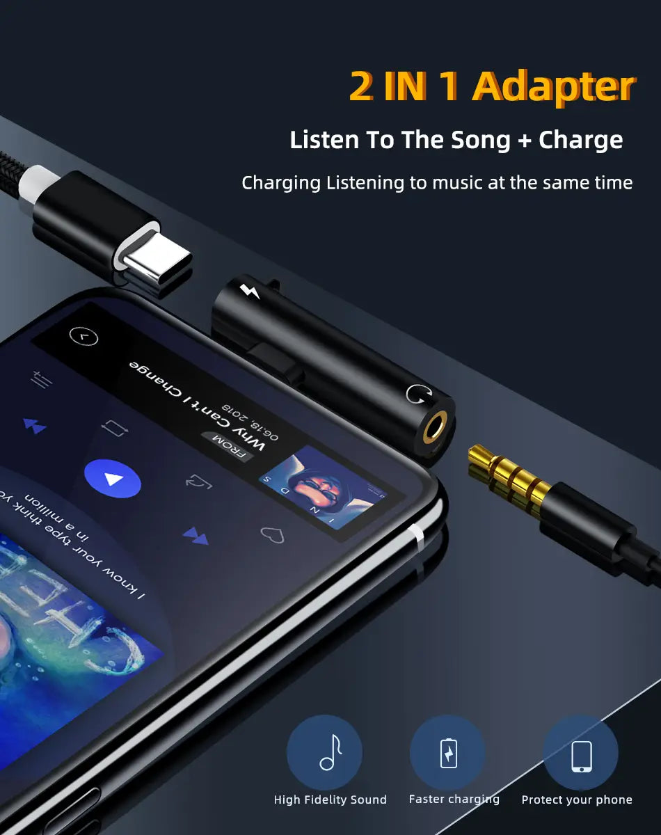 2 IN 1 Audio Headphone Charging Dual Adapter Splitter For iPhone XR XS X 7 8 11 11Pro For 3.5mm Jack to Earphone AUX Cable