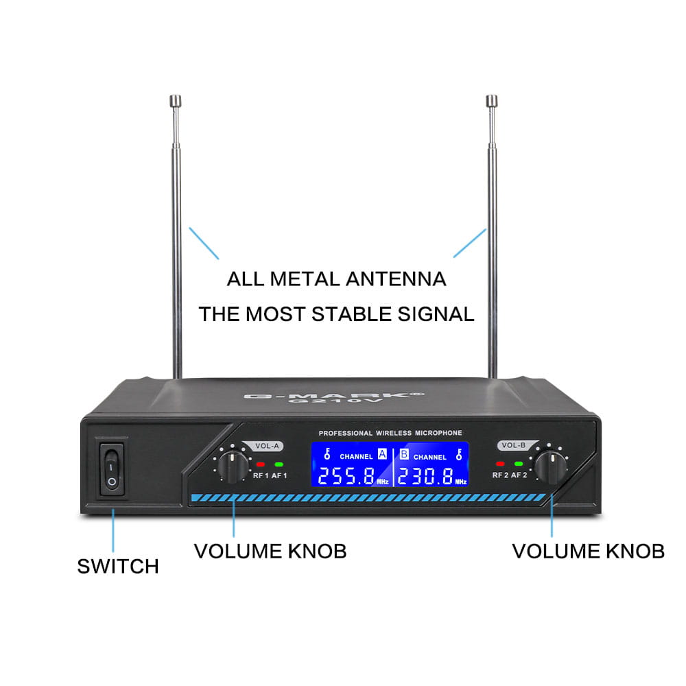 Wireless Microphone G-MARK G210V Professional 2 Channels Handheld Karaoke Mic For Party Meeting Church Show Home