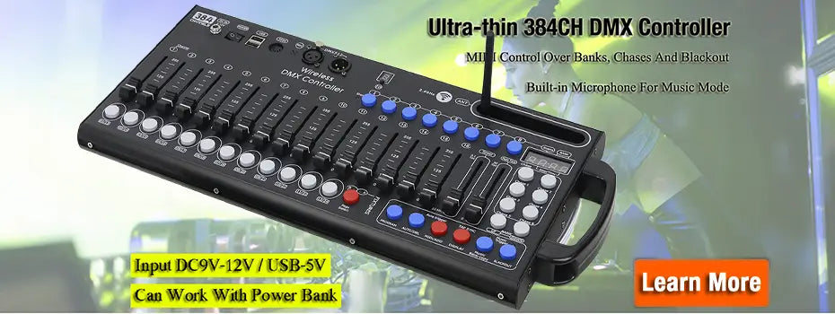 2.4G Wireless 192 Controller Battery Powered DJ Equipment DMX 512 Console For LED Par Moving Head Spotlights Music Light