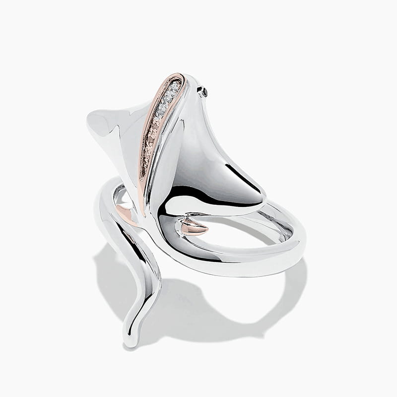 Huitan Hip Hop Rings for Women Cute Fish Animal Shaped Two Tone Design Shiny CZ Opening Adjustable Rings Party Jewelry Wholesale