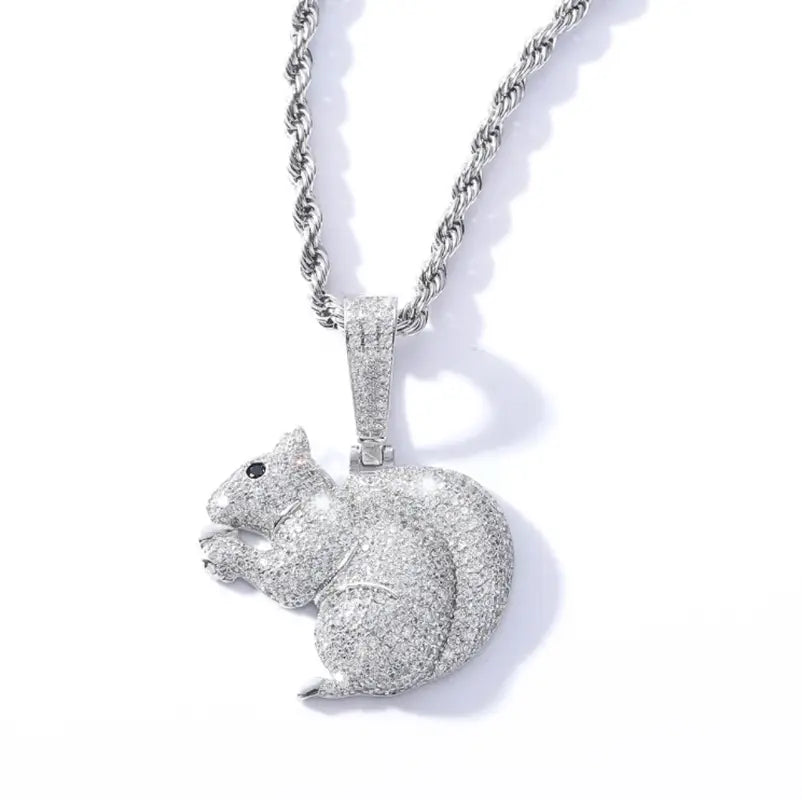 Hip Hop Cute Little Squirrel Pendant Small Animal Personality Trendy Hip Hop Jewelry Men and Women Accessories