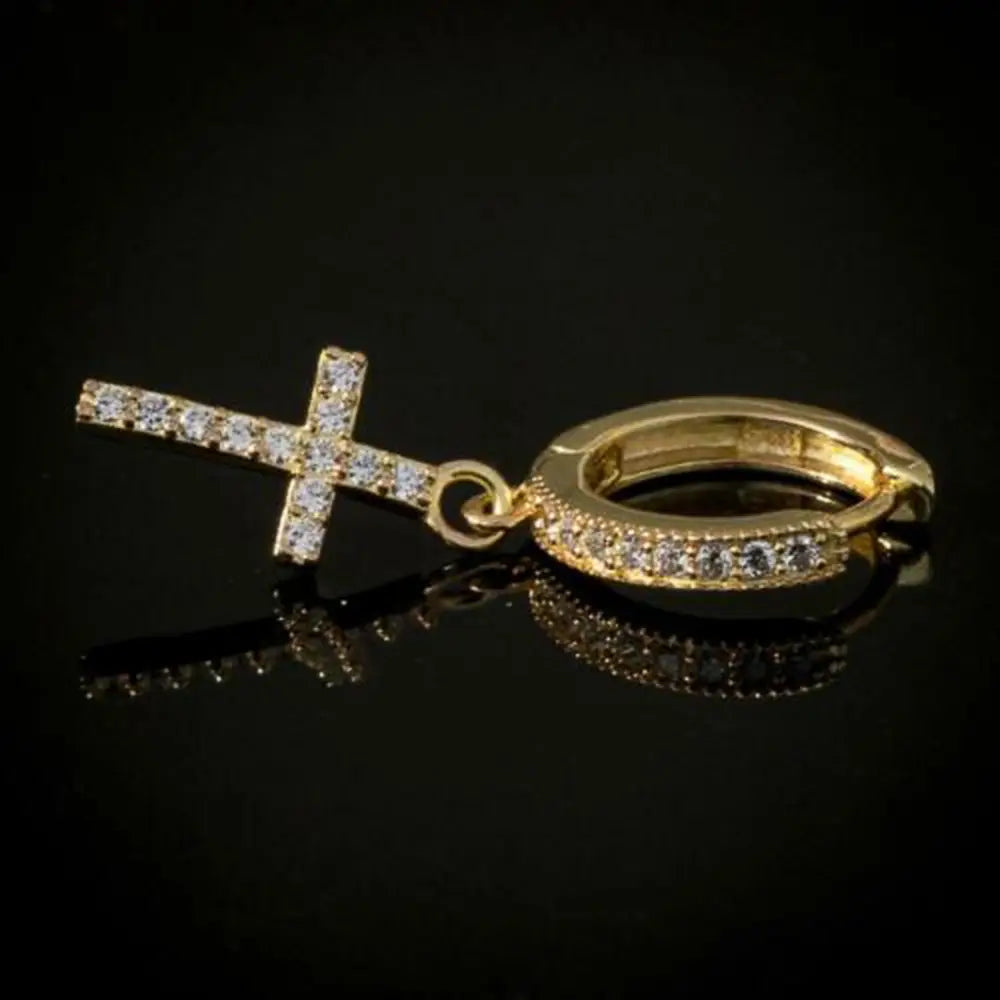 Huitan Stylish Arrow Cross-shape Drop Earrings for Women/Men Dazzling Crystal Zirconia Hiphop Party Female/Male Fashion Earrings