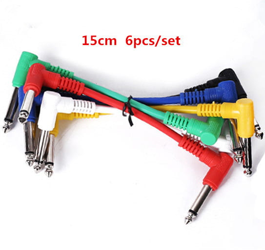 6pcs guitar pedal cable Electric Guitar Effect Pedal Patch Cable Cord Low Noise Shielded Audio Cable Leads 1/4 Right Angle Patch