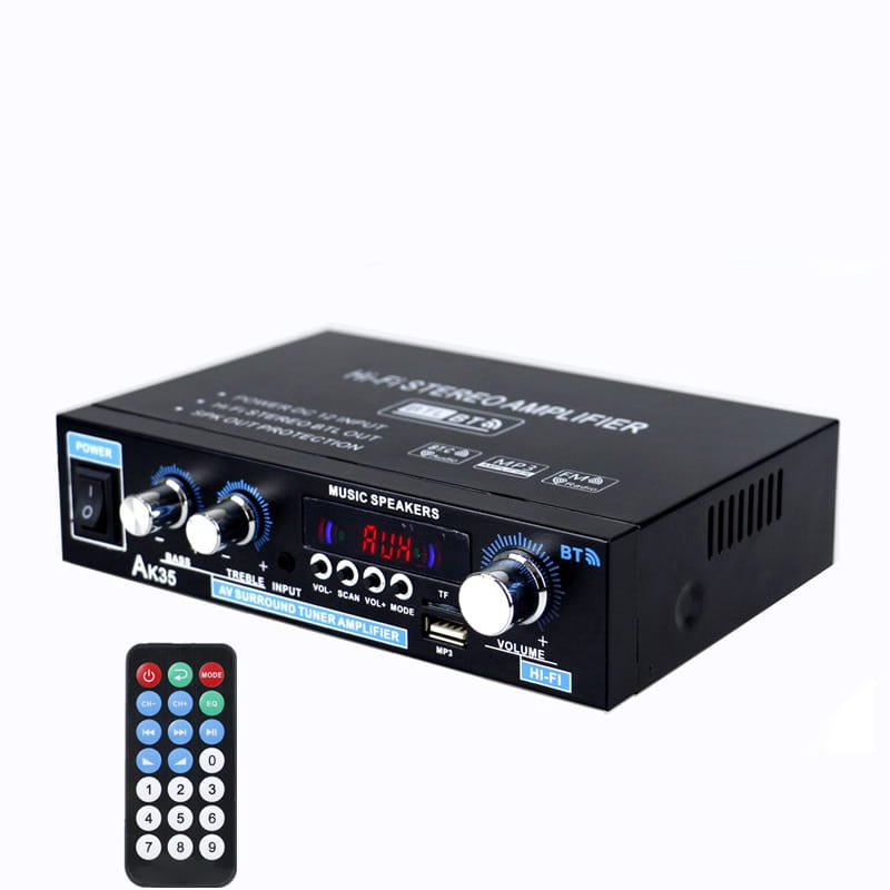 AK35 800W Home Power Amplifiers 2 Channel Bluetooth 5.0 Surround Sound FM USB Remote Control Mini HIFI Digital Amplifier Stereo