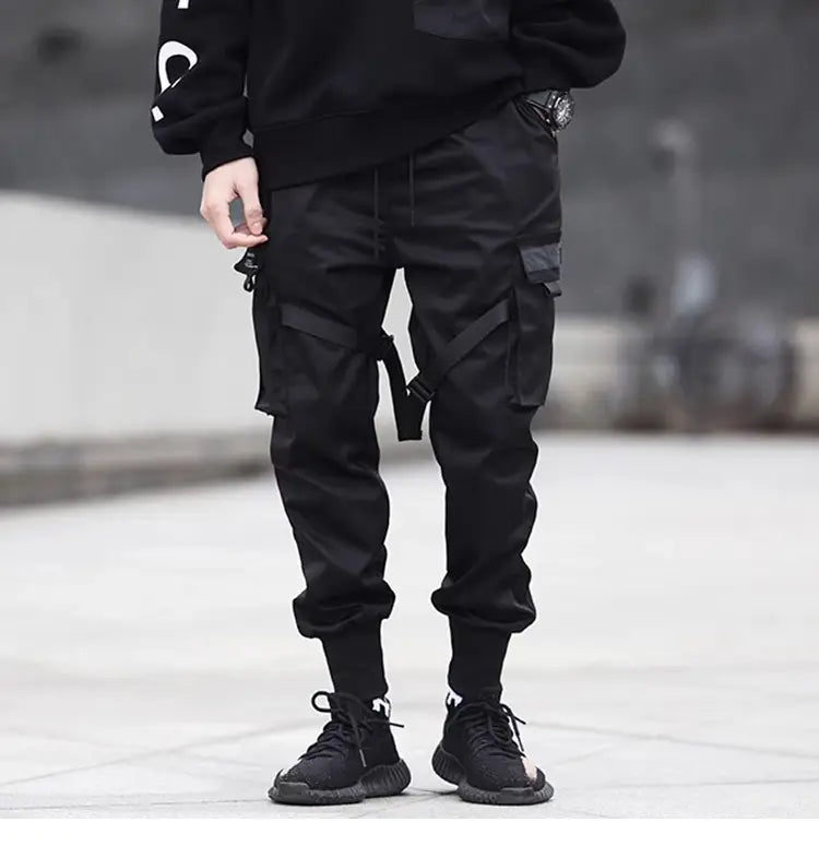 2025 Hip Hop Cargo Pants Pockets Men Streetwear Harajuku Joggers Pants HipHop Swag Ribbion Harem Pants Fashion Casual Trousers