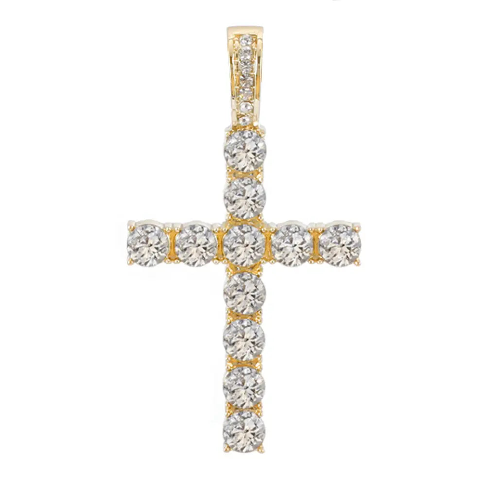 Men Women Hip Hop Cross Shiny Pendant With 4mm Zircon Tennis Chain Charm Iced Out Bling Exquisite Necklace Jewelry Fashion Gift