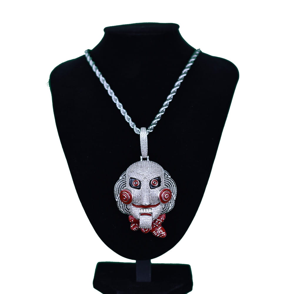 Hip Hop Statement Chunky Iced Out Bling Chain Clown Necklaces & Pendants Saw Billy Chain Necklace Jewelry