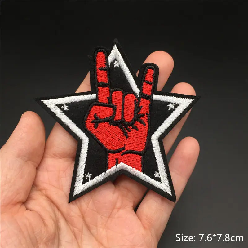 Rock Music Disco DJ Embroidered Punk Patches on Clothes Headset Guitar Stripes Iron on Patches for Clothing Diy Appliques