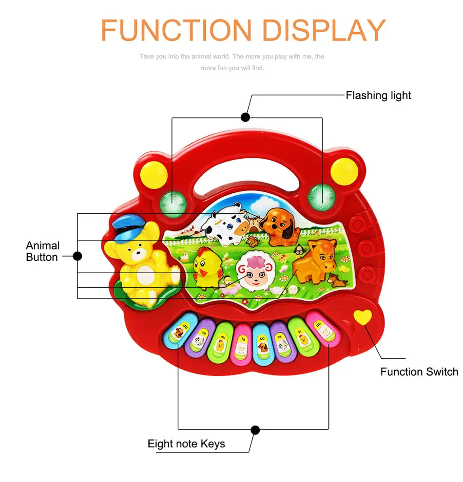 Baby Musical Toy with Animal Sound Kids Piano Keyboard Electric Flashing Music Instrument Early Educational Toys for Children