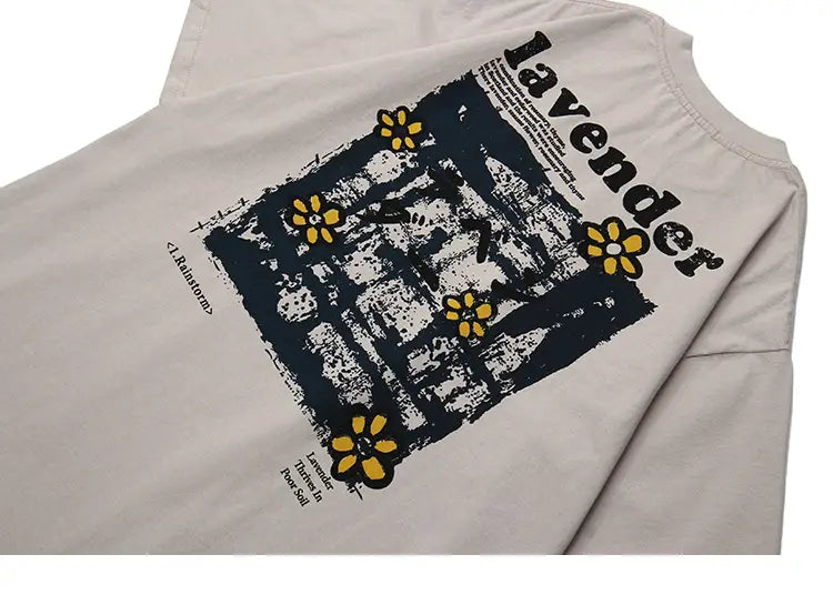 2025 Men Hip Hop T Shirt Streetwear Harajuku Floral T-Shirt Oversize Summer Short Sleeve Tshirt Loose Cotton Tops Tees HipHop