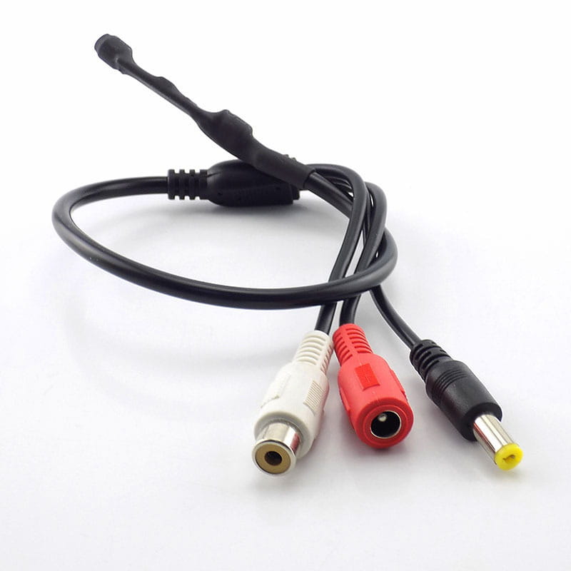 Surveillance Cameras Audio Pickups CCTV Mic Sound Collection Equipment Video Recorder Microphones RCA Power In/Out
