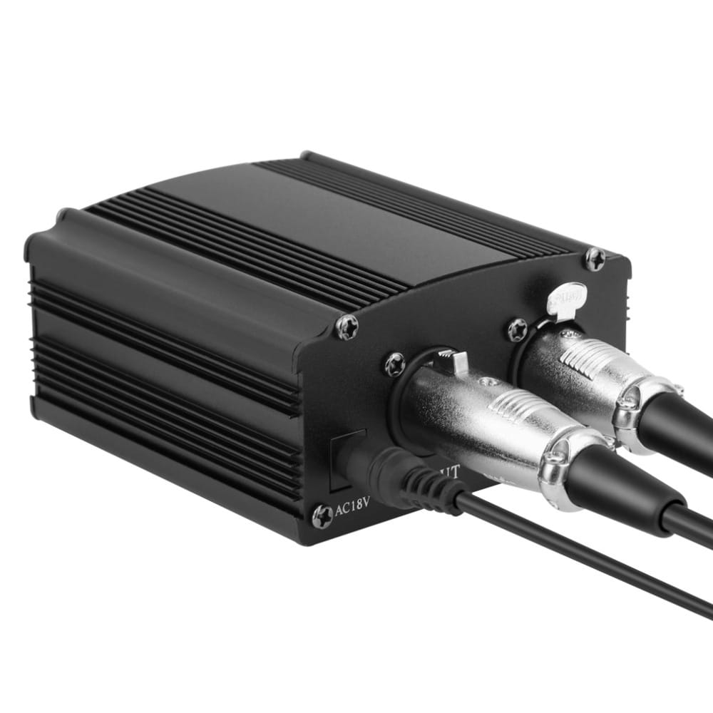 48V Phantom Power Supply with Adapter Bonus + XLR 3 Pin Microphone Cable for Any Condenser Microphone Music Recording Equipment