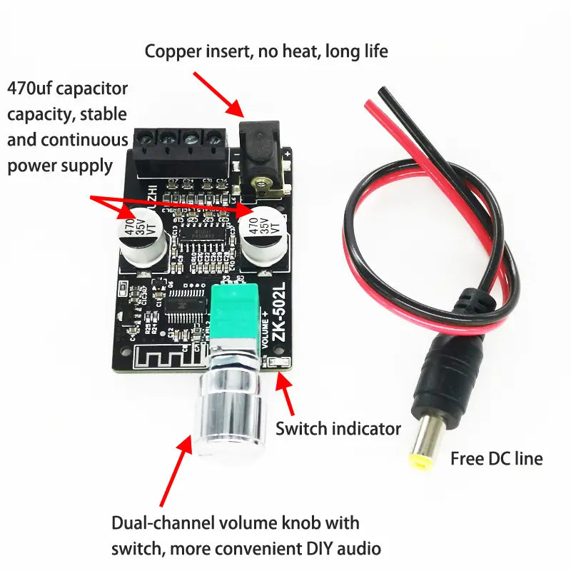 Audio Speakers DIY Bluetooth 5.0 High Power Digital Amplifier Stereo Board 50W + 50W AMP Amplificador Audio Home Theater