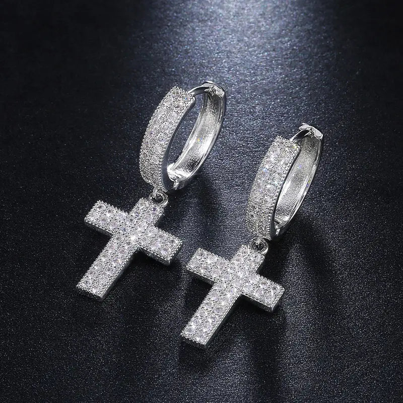 Huitan Stylish Arrow Cross-shape Drop Earrings for Women/Men Dazzling Crystal Zirconia Hiphop Party Female/Male Fashion Earrings