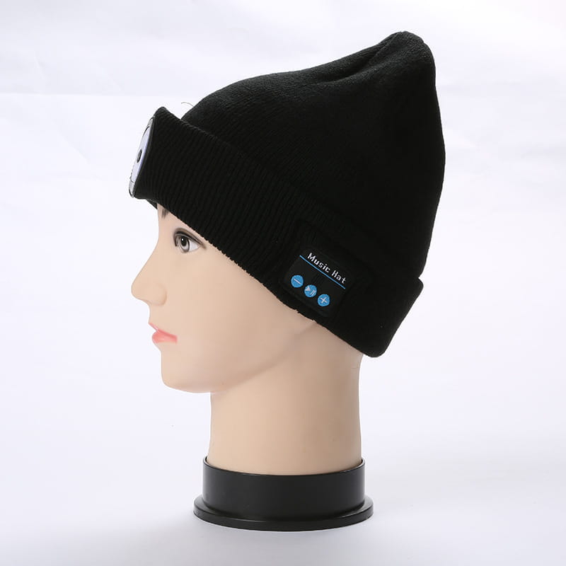 Warm Beanie Bluetooth 5.0 LED Hat Wireless Stereo Headset Music Player with MIC for Handsfree Support Dimming Rechargeable