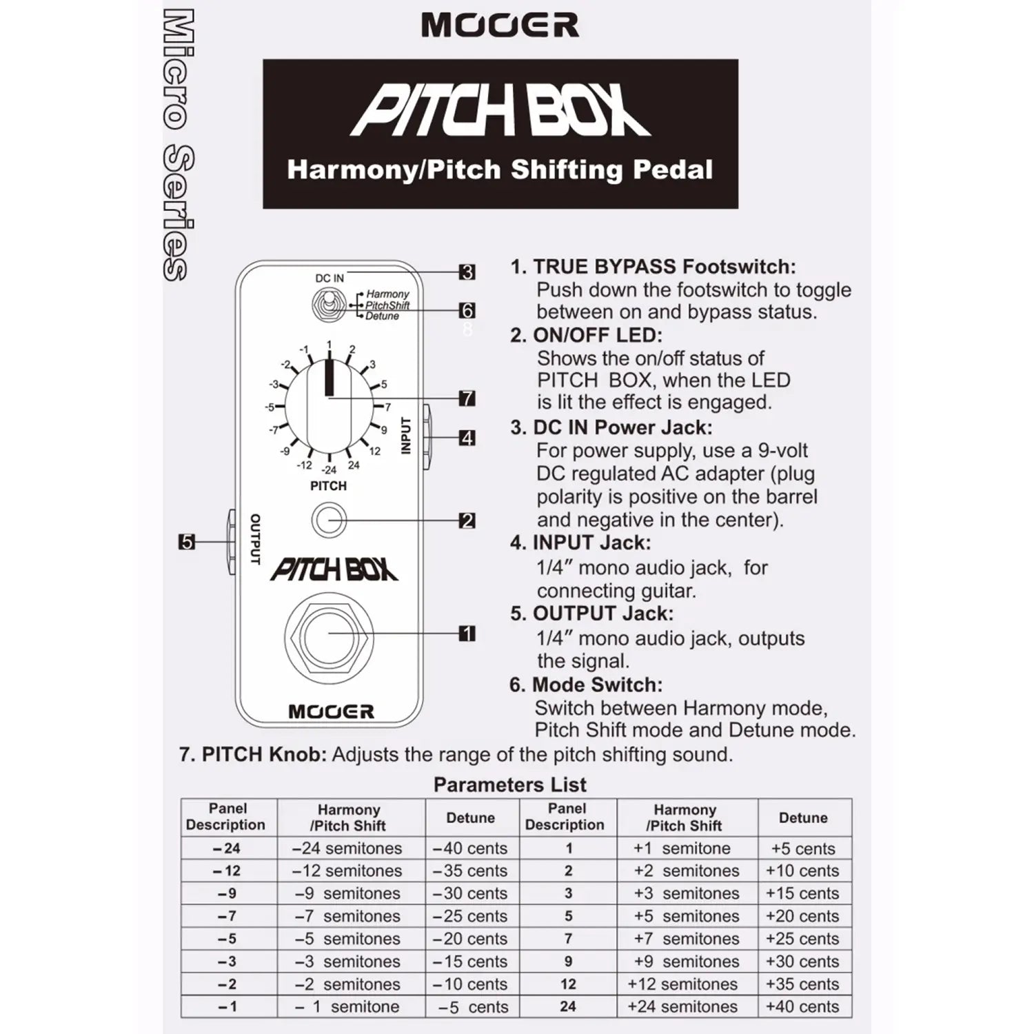 Mooer Mps1 Pitch Box - Polyphonic Pitch Shifter/harmonizer Pedal for Guitar/bass Whammy-Style Effects Analog Dry-Through
