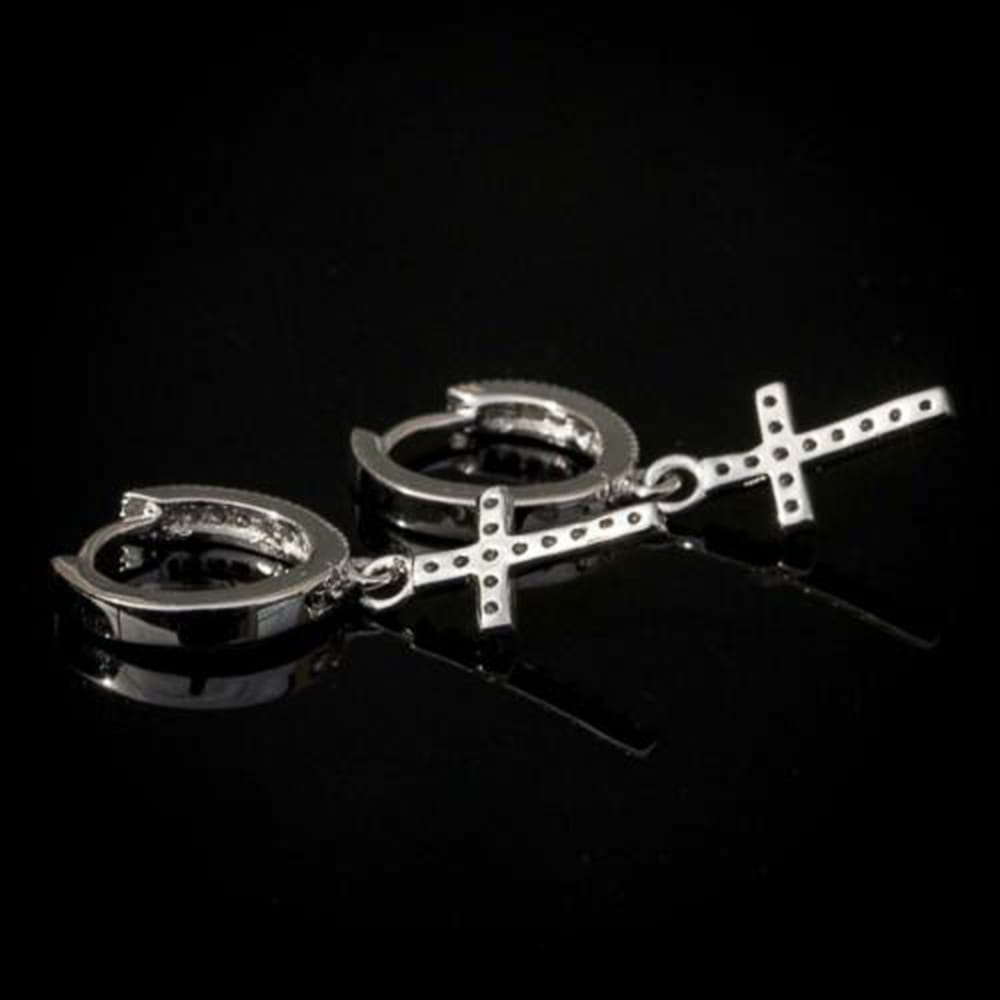 Huitan Stylish Arrow Cross-shape Drop Earrings for Women/Men Dazzling Crystal Zirconia Hiphop Party Female/Male Fashion Earrings