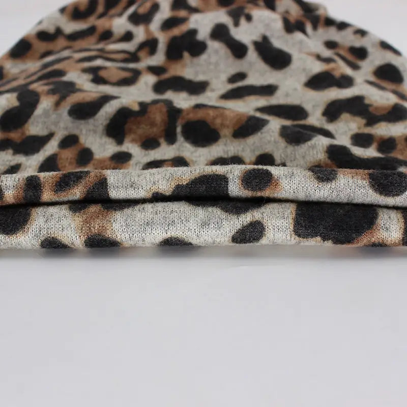 Hip Hop Women Fashion Leopard Print Warm Hat Caps For Girl Dot Spring Autumn Cotton Beanies Skullies Double Used Hats Scarf