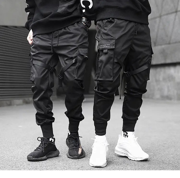2025 Hip Hop Cargo Pants Pockets Men Streetwear Harajuku Joggers Pants HipHop Swag Ribbion Harem Pants Fashion Casual Trousers