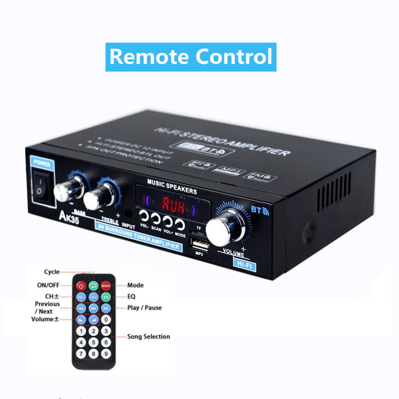 AK35 800W Home Power Amplifiers 2 Channel Bluetooth 5.0 Surround Sound FM USB Remote Control Mini HIFI Digital Amplifier Stereo