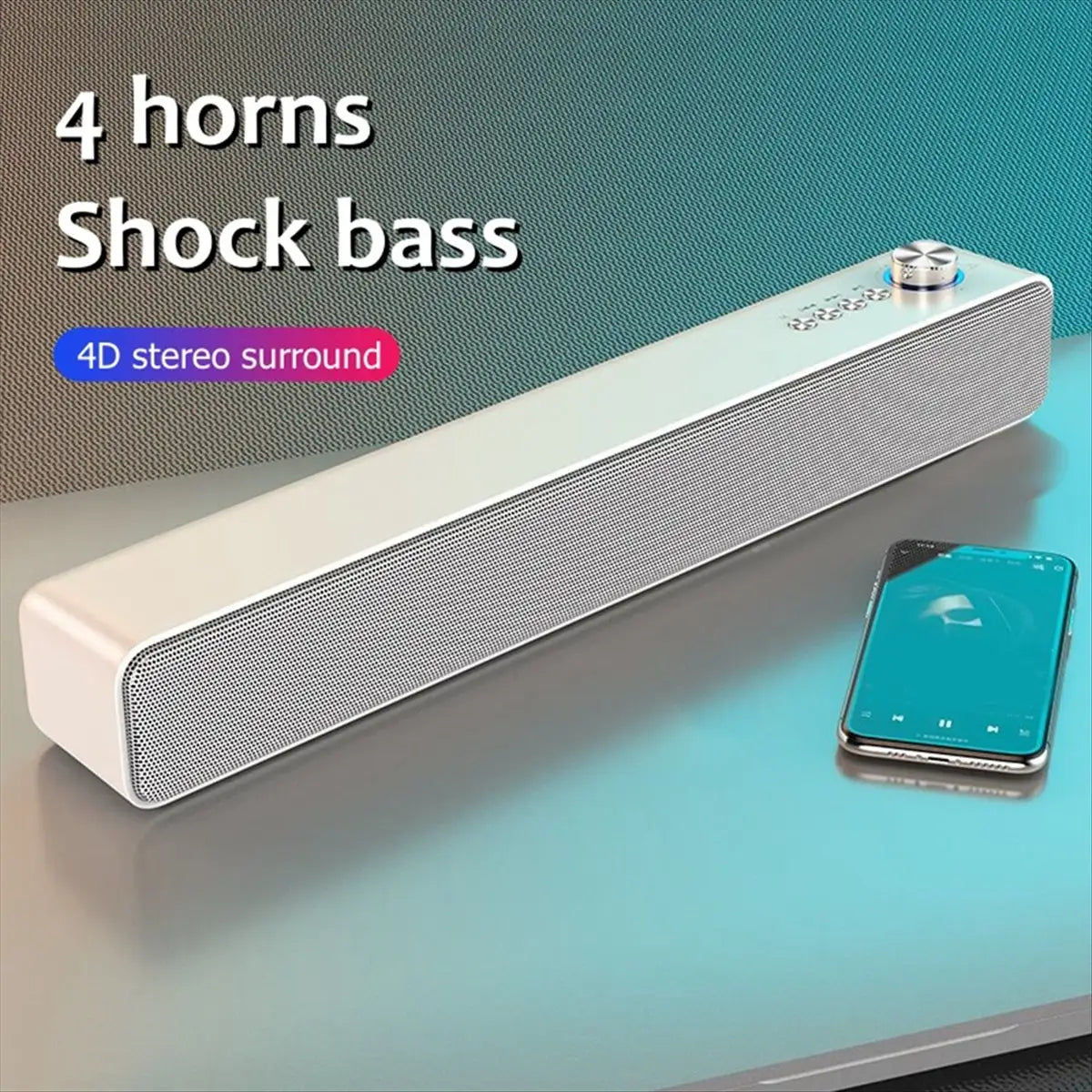 Portable Sound Bar Computer Speakers AUX Wired Wireless Bluetooth Speaker PC/TV Home Theater System 4D Stereo Surround-A