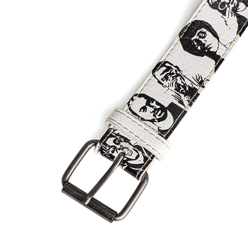 Trendy Hip-Hop Rock Rep Persona PU Street Belt Fashion Versatile Adjustable Famous Rapper Printed Waistband For Casual，Parties