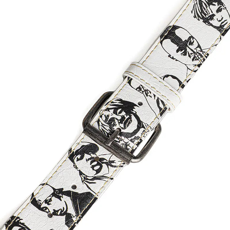 Trendy Hip-Hop Rock Rep Persona PU Street Belt Fashion Versatile Adjustable Famous Rapper Printed Waistband For Casual，Parties
