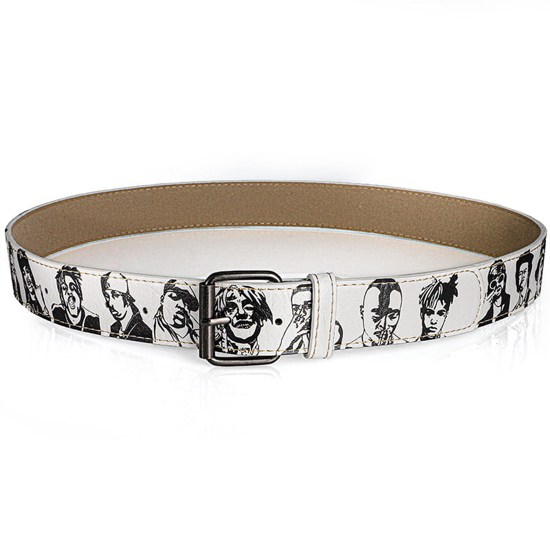 Trendy Hip-Hop Rock Rep Persona PU Street Belt Fashion Versatile Adjustable Famous Rapper Printed Waistband For Casual，Parties