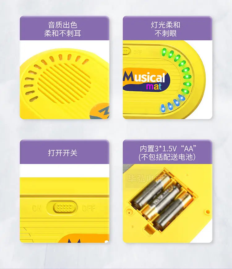 Baby Musical Piano Drum Play Mat 2 in 1 for Kids Toddlers Floor Keyboard Dance Mat with Sounds Baby Toy Music Blanket