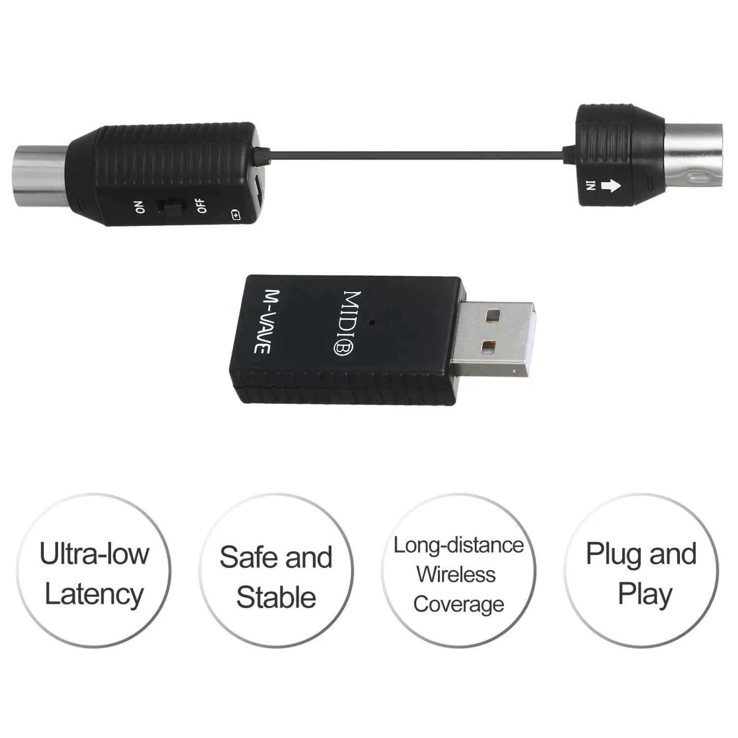 M-VAVE MS1 Mini Wireless Transmission System MIDI System MIDI Wireless Adapter Plu Play Support for Devices with MIDI Interface