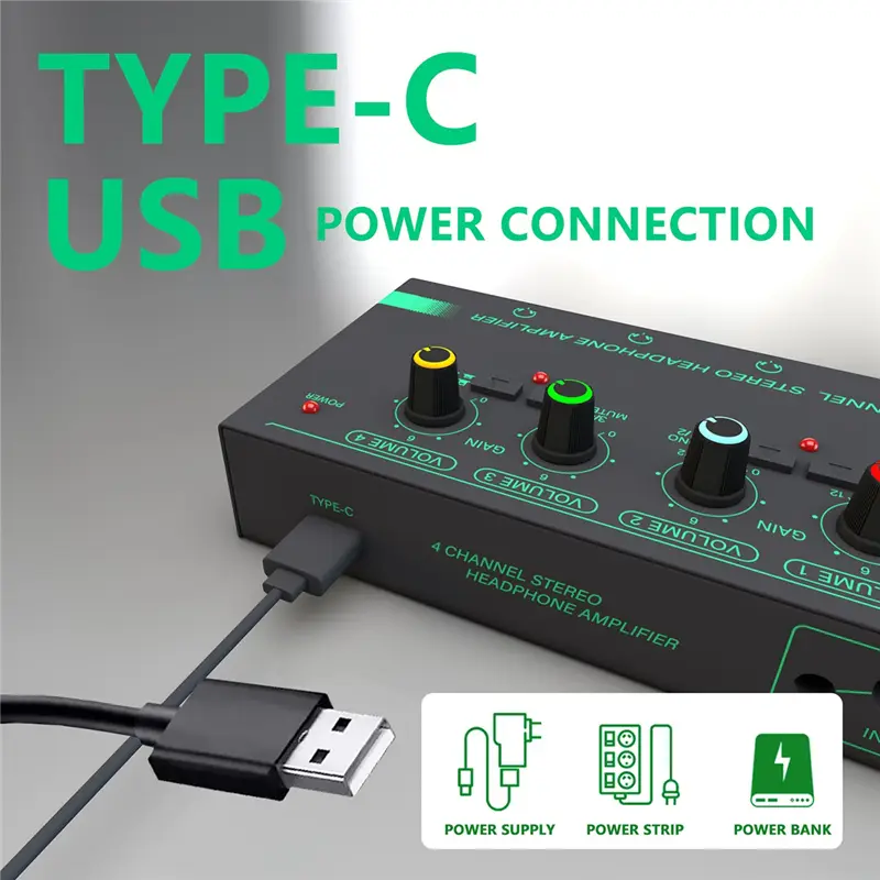 Excellent-1 PCS 6 Channels Stereo Headphone Amplifier Mini Portable Low-Noise Audio Mixer For Recording Studio,Green