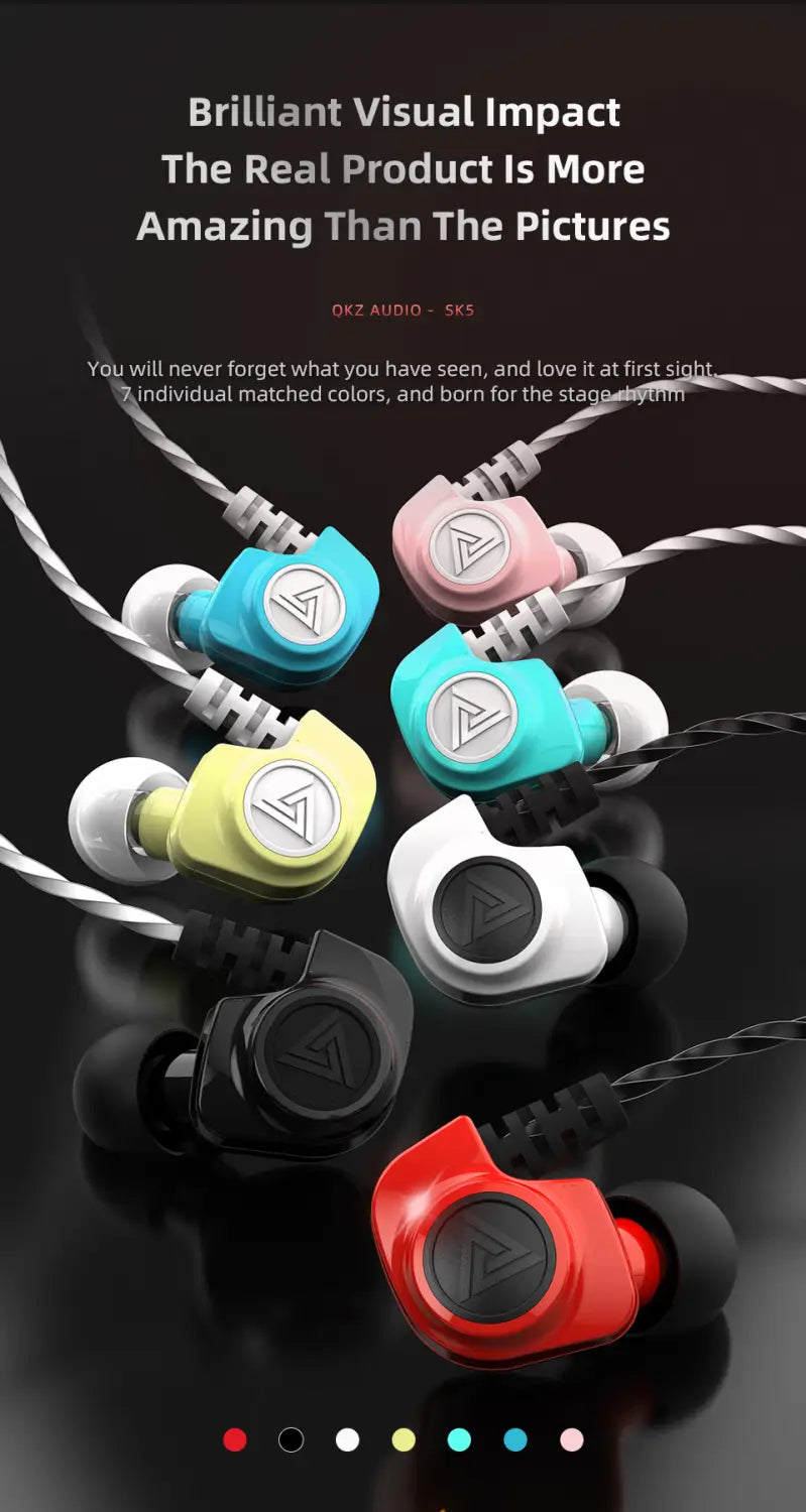 Original QKZ SK5 Wired Earphones In-ear 3.5mm AUX With MIC Noise Reduction HD Call HIFI For Game Music Sports Fashion Design