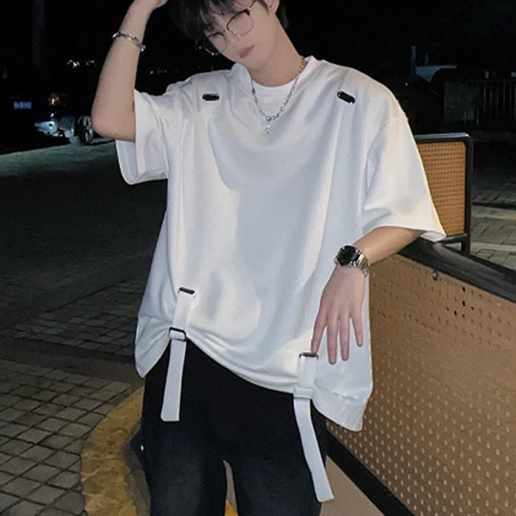 Hip Hop Creative T shirts Men Women Summer Japanese Style Hole T-shirts Streetwear Couple Tops Tees Male Black